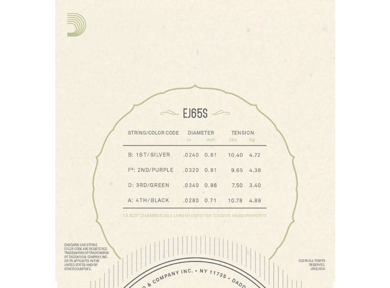 D'Addario EJ65S Soprano Ukulele Clear Nylon 